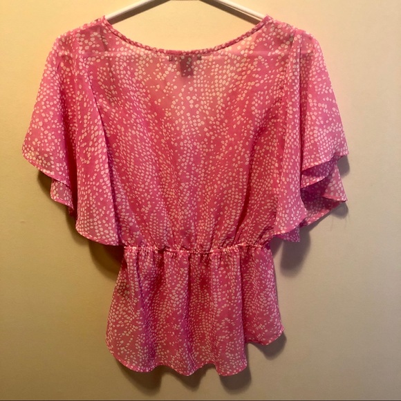 Forever 21 Pink Polka Dot Short Sleeve Blouse - Picture 2 of 6